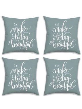 NWT 4 Make Today Beautiful 18×18Sage Green Grey Reversible Pillow Cushion Covers